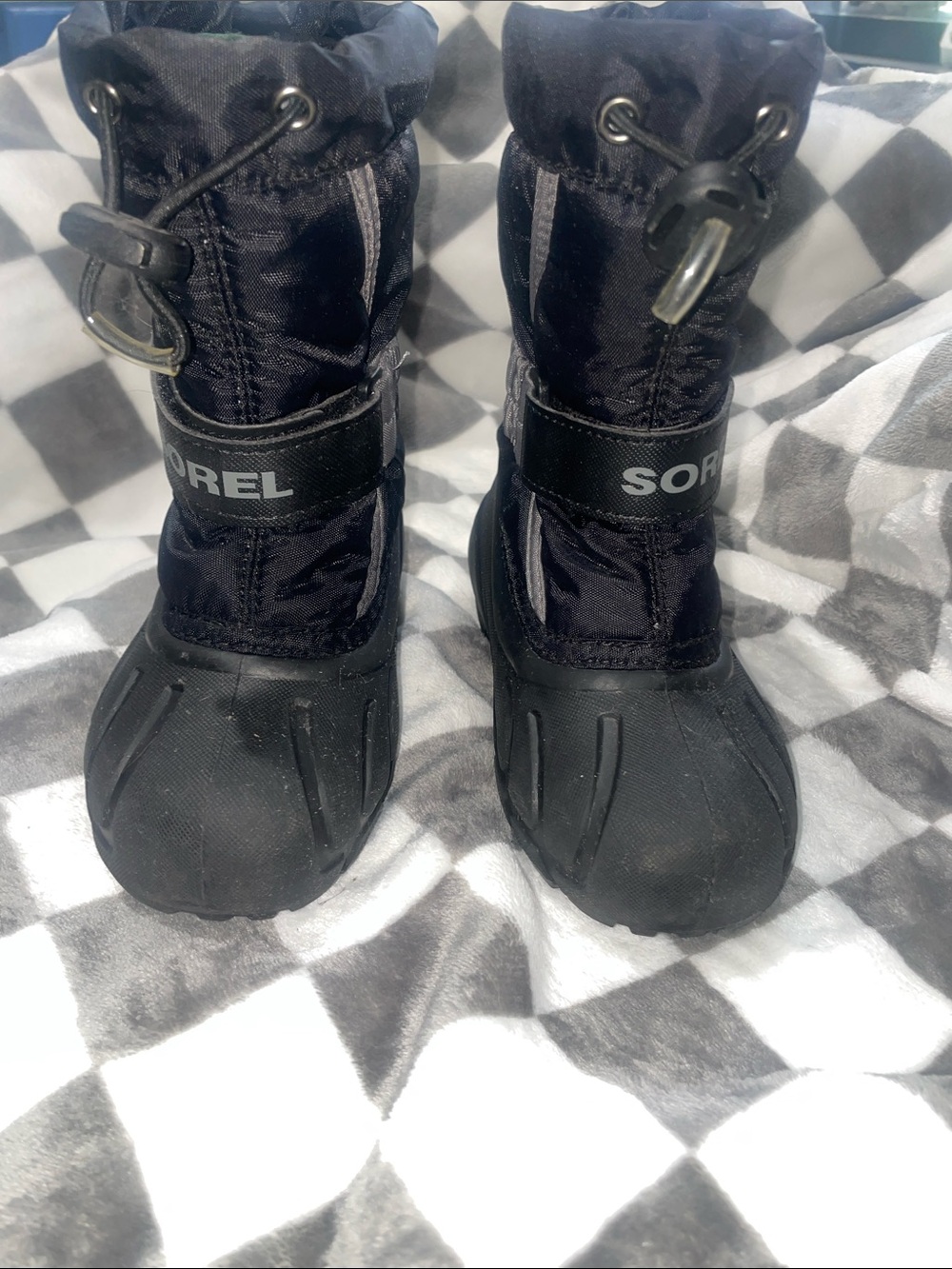 Sorel Toddler Black Waterproof Snow Boots with Drawstring size 9